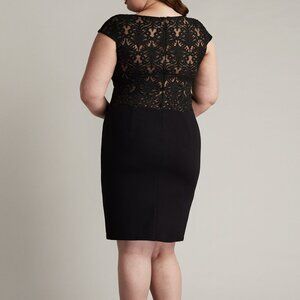 Tadashi Shoji BEAL EMBROIDERED TULLE & CREPE DRESS - PLUS SIZE